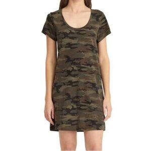 Sancturay Social Standards Women Camo Mini T-Shirt Dress Large Scoop Neck Casual